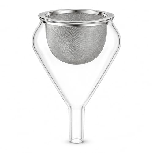 Wine Filters for Sediment – Glass Wine Funnel with Fine Mesh Strainer for Decanter and Bottle – Aerating Wine Pourer for Red Wine Lovers, Tastings, and Dinner Parties