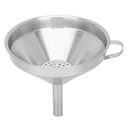 Stainless Steel Funnel with Built-in Strainer – Large Wide-Mouth Heavy-Duty Kitchen Funnel for Canning, Wine Making, Oil Transfer, and Liquid Pouring
