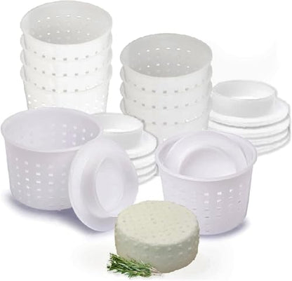 10 pcs Small Cheese Mold for Cheese Making with a Follower 1/3 QT - Cheddar Cheese Making Basket Kit - Homemade Cheese Making Supplies - Hard Cheese Form Molds - Moldes Para Queso Fresco Casero