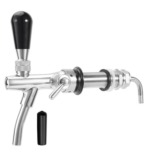 Adjustable Beer Faucet Brass Keg Tap with Stainless Steel Core Flow Control and Long Shank - 5/16'' Barb G5/8 Thread Draft Beer Tap for Kegerator, Home Brewing & Bar