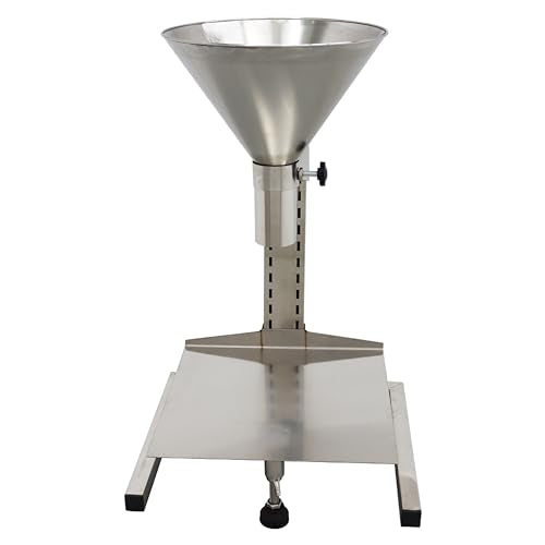 TECHTONGDA Stainless Steel Funnel Food Grade Kitchen Feeding Hopper with Support Stand and Lifting Platform for Powder, Paste, Liquid, Granule Manual Filling Package Bottom Diameter 2.3 Inch