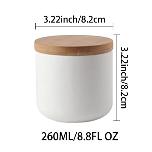 MilkyWay Ceramic Food Storage Jar Canister Modern Design Food Canisters with Airtight Seal Bamboo Lid, Loose Tea Coffee Spice Nuts Snacks Storage Jar Canister (White 8.79oz/260ml) - size: White 7.03oz/200ml