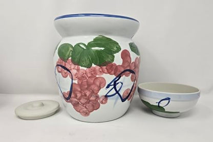 Medium Porcelain Pickling Jar 3 Liter with 2 Lids Fermenting Pickling Kimchi Crock Jingdezhen Chinese Korean (pink, 10.5")