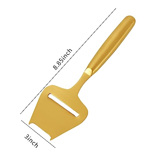 Cheese Slicer Golden Stainless Steel Cheese Cutters for Block Cheese, Cortador de queso, Handheld Plane Cheese Knife for Semi-Hard Cheese, Gold