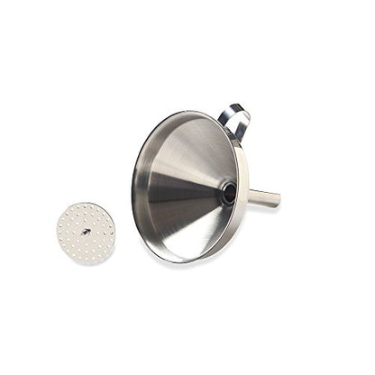 Fox Run Funnel with Removable Strainer, Stainless Steel, 5 x 5 x 4.75 inches - size: 5" With Strainer