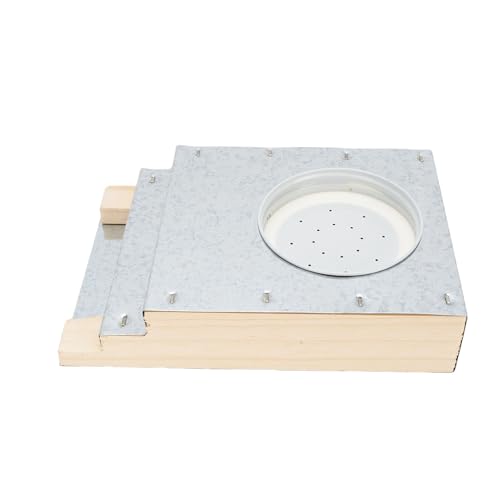 Pssopp Beehive Entrance Feeder Beehive Front Entrance Feeder Bee Wooden Aluminum Front with Untreated Wood for Inverted Glass Jar Easy Syrup Check