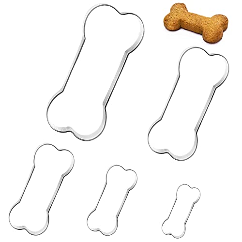 Dog Bone Cookie Cutters Biscuit for Kids DIY Lunchbox Bento Box Fruit Vegetable Sandwich Cutters for Children Boys Girls, Pack of 5 - style: D-Dog Bone
