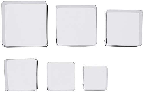 Ateco Plain Edge Square Cutters in Graduated Sizes, Stainless Steel, 6 Pc Set - size: Plain Edge, style: #5253 Square, 6 pcs