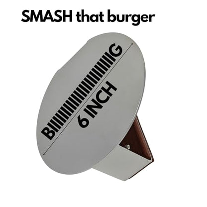 Unbreakable Smash Burger Press 6" – Heavy-Duty Stainless Steel Burger Smasher with Handmade Custom Wood Handle, Rust-Proof Press for Crispy Burgers, Bacon & Griddle Cooking