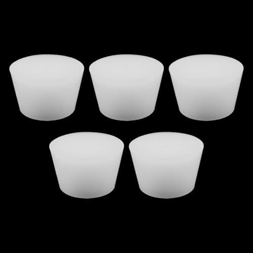 5 Pcs Silicone Stoppers,Standard 10# Rubber Stopper Bungs with 6 mm Aperture Single-Hole for Flask, Plug Holes, Lab Seal Rubber Stoppers - size: 10#