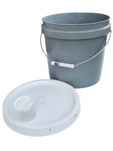 2 Gallon Bucket with Lid & Handle Pour Spout Leak Proof Food Grade HDPE Pail Storage Container Gamma Seal Air Tight Premium Quality BPA Free Buckets All Purposes Dry & Liquid Contents FDA Compliance - color: Gray