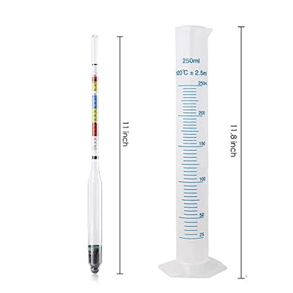 2X/PK Wine Beer Triple Scale Alcohol Hydrometers for Home Brewer Making Wine, Beer, Mead, Cider and Kombucha, Combo Set for ABV, Brix, and Gravity