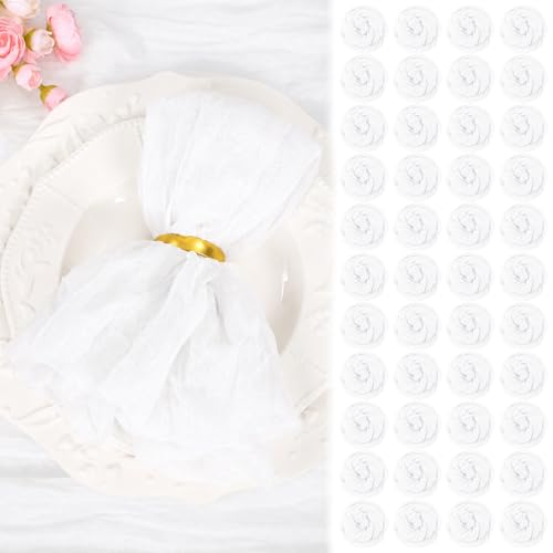 60 Pack White Cheesecloth Napkins 20"x20" Rustic Gauze Napkin Cheese Cloth Napkins Bulk Boho Washable Dinner Table Napkins for Wedding Party Bridal Baby Shower Birthday Decor - color: White