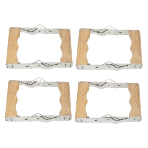 SEWACC 4pcs Beekeeping Hive Frame Gripper and Beehive Frame Holder with Wood Handle Stainless Steel Clamp Tool for Hive Inspection and Honey Harvesting