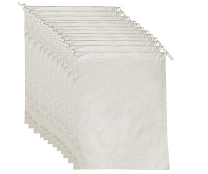 VillageCulture Muslin Drawstring Bags Pack of 12 Pcs Unbleached Reusable bags Favor Pouches for Crafts, Herbs, Gifts & Pantry Storage 10 x 12 inches