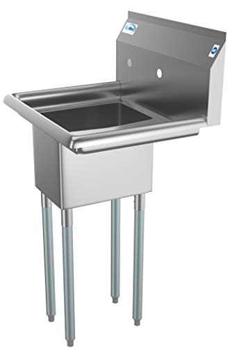 KoolMore 1 Compartment Stainless Steel NSF Commercial Kitchen Prep & Utility Sink with Drainboard - Bowl Size 10" x 14" X 10" - size: Right Drainboard