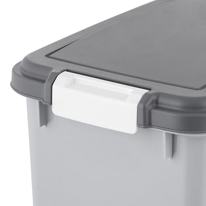 IRIS USA Dog Food Storage Container, 30 lbs & 11 lbs Combo, Cat Food Storage Container, Dog Treat Container, Airtight, Stackable, 2-Cup Scoop, Wheels, Easy Mobility, Gray - color: Gray/Dark Gray