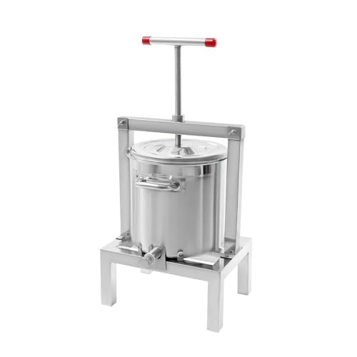 10L/2.6Gal Stainless Steel Fruit Wine Press Large Fruit Honey Presser and Cider Manual Juice Maker T-shape Apple Press extractor for Wine and Juice Making Cider Press - size: 10L/2.6Gallon