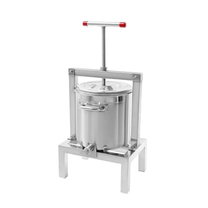 10L/2.6gal Fruit Wine Presser, Stainless Steel Grape Crusher Manual Honey Presser and Cider, Wine, Grape, Apple Press Extractor with Strainer and Bucket for Wine and Juice Making - size: 10L/2.6gal