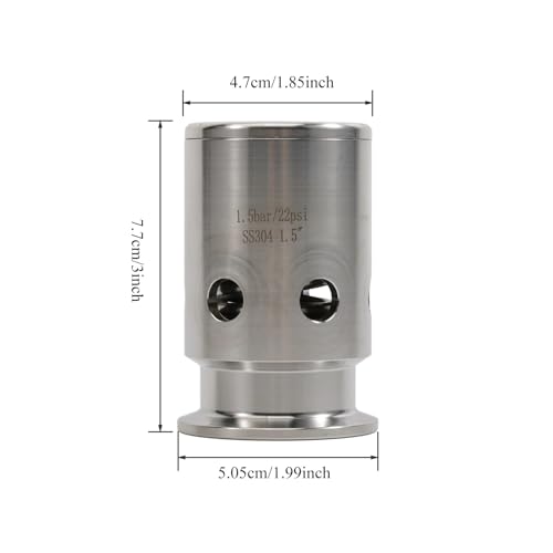 Stainless Steel 304 Pressure Relief Valve Tri Clamp 1.5" - 1.5bar/22psi Vacuum Breaker for Homebrew Conical Fermenters