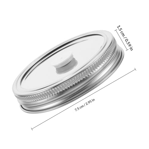 VOSAREA 2pcs 70mm Regular Mouth Mason Jar Vacuum Sealer Lids Set Food Grade Stainless Steel Airtight Preservation Caps for Canning and Food Storage