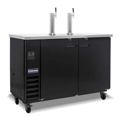 Polarman Commercial Beer Dispenser Two Single-tap Draft Kegerator 2 Door Keg Refrigerator for Bars and Restaurants 61” W Stainless Steel With 2 Coupler, 33°F- 41°F Temperature Control-Direct Draw - size: 61"W Two Single-tap