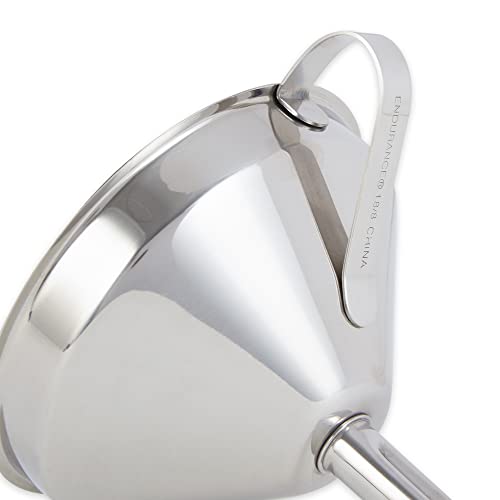 RSVP International Endurance Kitchen & Canning Large 18/8 Stainless Steel Funnel with Removable Straining Filter, Designed for Narrow or Wide Mouth Jars & Bottles, Dishwasher Safe, 5" Diameter