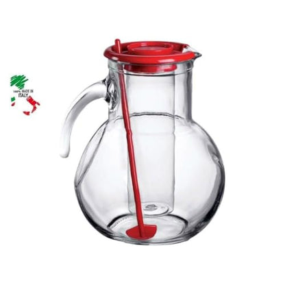 Bormioli Rocco Kufra Jug with Ice Container, Red Lid, 72 3/4 Ounce - color: Red, size: 67.8 Ounces