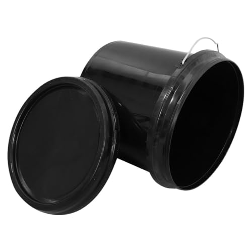 SHERCHPRY 5L Black Plastic Bucket with Handle and Lid, Thickened Food-Grade Sealed Pail Container for Household Water Storage, Laundry, Cleaning, and Multipurpose Use