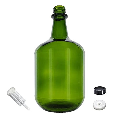 3L Jug Champagne Green - White Cap with Hole, Econo Three-Piece Airlock, and Polyseal Cap