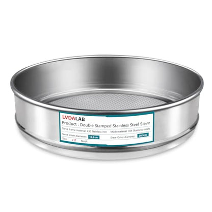 304 Stainless Steel Mesh Lab Sieve, 10 Mesh (2mm) Aperture Test Sieve, 7.9Inch(20cm) Diameter Economy Standard Analysis Sample Test Sieves for Industrial Laboratory Homes - size: 10Mesh(2mm)/Ф7.9in
