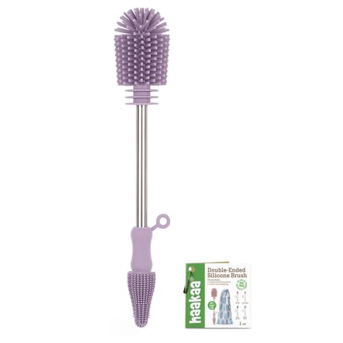 Haakaa Silicone Baby Bottle Brush, Double-Ended Cleaning Brush for Breast Pumps, Milk Collectors, Baby Bottles, Nipples and Breastmilk Storage Bags, Food-Grade Silicone, Lavender,1 Pack - color: Lavender, size: 1 Piece Set