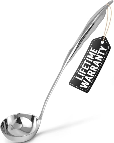 Zulay Kitchen Stainless Steel Soup Ladle - 13” Large Ladle for Soups, Stews & Sauces - Durable, Heat-Resistant, Rust-Proof & Dishwasher Safe Kitchen Utensil with Ergonomic Handle - size: Steel Ladle