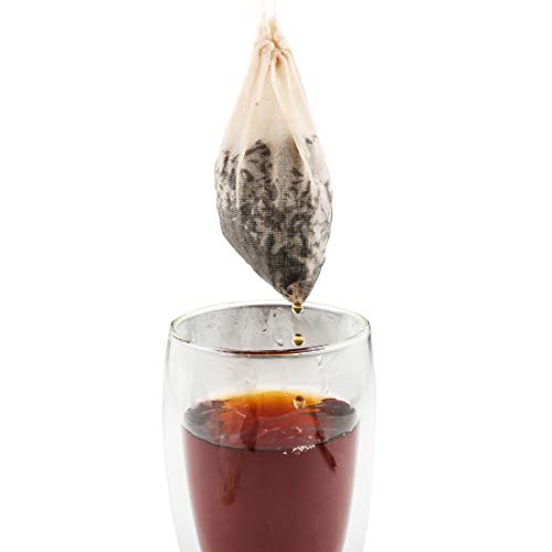 Tea Filter Bags, 50 Pack Empty Reusable Cotton Tea Bag for Loose Leaf Tea | 3.1 x 3.9Inch Unbleached Strainer ECO Friendly Tea/Herb Brew Bags Tea Infuser tea strainer