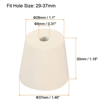 MECCANIXITY Rubber Tapered Plug 28mm to 37mm with 8mm Hole Test Tubes Bungs Stopper White for Lab Home 3 Pieces - size: 28mm to 37mm