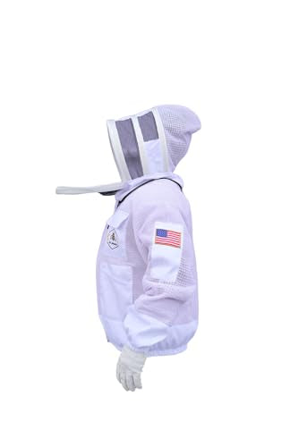 3 Layer Bee Jacket With Fencing Veil and One Pair Bee Protective Gloves Ventilated Protective Beekeeping Jacket - size: 3X-Large