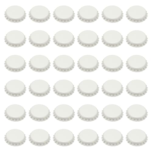 uxcell 108 Pcs Oxygen Absorbing Beer Bottle Caps, 32mm Pry Off Bulk Crown Caps Bottle Toppers for Soda Beer Wine Glass Bottles Home Brewing DIY Pendants or Craft Scrapbooks, White - color: White