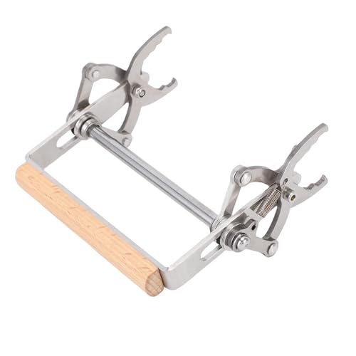 Srliya Beekeeping Gripper, Wood Handle Stainless Steel Bee Hive Frame Lifter Holder with Ergonomic Design, for Honey Harvesting Hive Inspections Colony Checks
