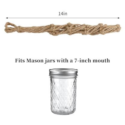 5 Pack Mason Jar Hanging Net, Handwoven Rope Mesh Hanger, Rustic Decorative for Wide Mouth Mason Jar, Ball Pint Jar, and Canning Jars