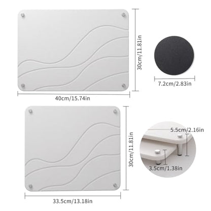 2-Pack Marble Dish Drying Mats for Kitchen Counter, Diatomaceous Earth (Diatomite) Quick-Dry Sink Countertop Pads for Dishes & Utensils, Non-Slip, Easy to Clean,White - color: White