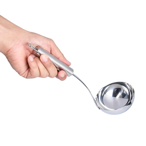 Restaurantware Stainless Steel Soup Ladle - German Standard Large Kitchen Ladle with Deep Bowl Design, Dishwasher Safe, Heat Resistant - Serving Ladle for Soups, Stews, Sauces - style: Steel Serving Ladle
