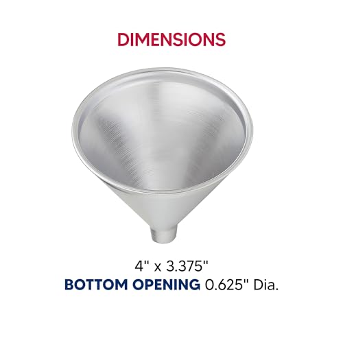 HIC Kitchen Wide-Mouth Aluminum Funnel for Liquids and Dry Goods, 8-Ounce - style: Funnel, 8 Oz.
