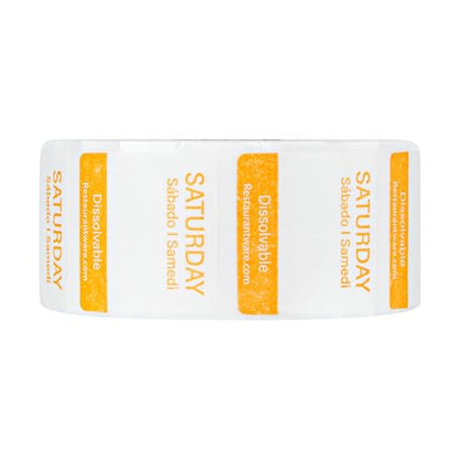 Restaurantware RW Smart 1 Inch x 1 Inch Food Rotation Labels 3500 Dissolvable Food Safety Labels - Premium Trilingual Paper Day Of The Week Labels For Food Storage Or Prep Weekly - style: 7-Day