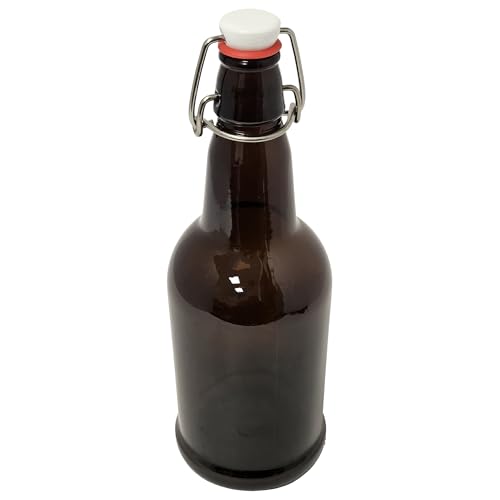 16oz Amber Glass Flip Top Beer Bottles with Swing Cap and Airtight Rubber Seal Single Bottle