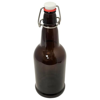 16oz Amber Glass Flip Top Beer Bottles with Swing Cap and Airtight Rubber Seal Single Bottle