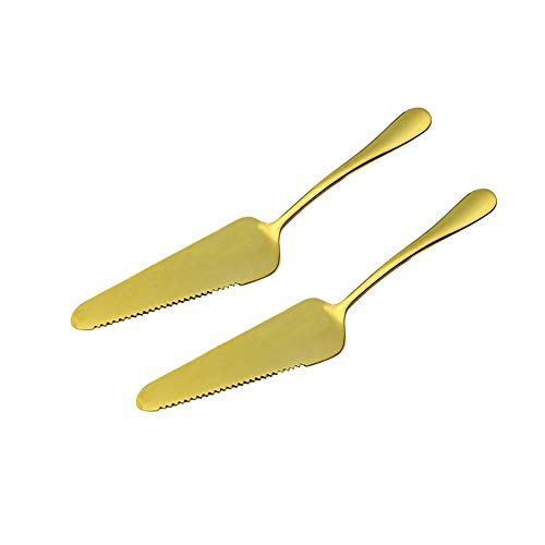 2 pack 304 Stainless Steel Cake Spatula,Pizza Cheese Knife,Butter Scraper,perfect Baking Tools (Gold) - color: Gold