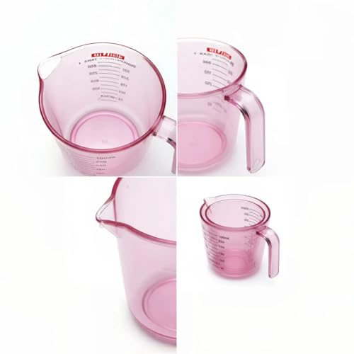 Pink Measuring Cups Set - 3pc 150ml/300ml/600ml，Liquid Measuring Cups for Baking & Cooking with Multiple Scales, with Handle and Triangle Mouth，Cute Pink Kitchen Accessories