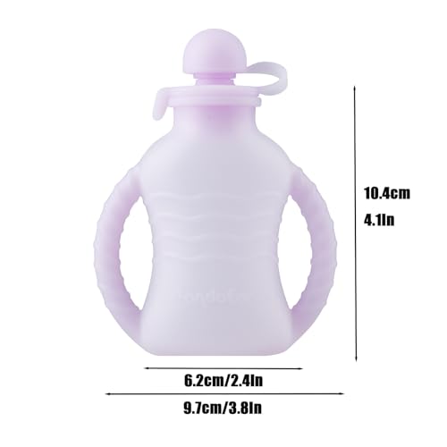 PandaEar 3 Pack Reusable Silicone Baby Food Pouches with 3 Puree Feeder Spoons & Funnel | 4oz Toddler Food Storage Pouch with Handle | BPA-Free Baby Squeeze Pouches for Homemade Purees