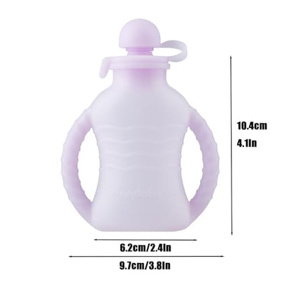 PandaEar 3 Pack Reusable Silicone Baby Food Pouches with 3 Puree Feeder Spoons & Funnel | 4oz Toddler Food Storage Pouch with Handle | BPA-Free Baby Squeeze Pouches for Homemade Purees