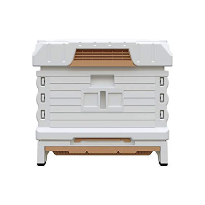Apimaye Ergo Insulated 10 Frame Bee Hive Set [NO Frames Included] (Single Hive, White Body Yellow Entrance) - color: White Body Yellow Entrance